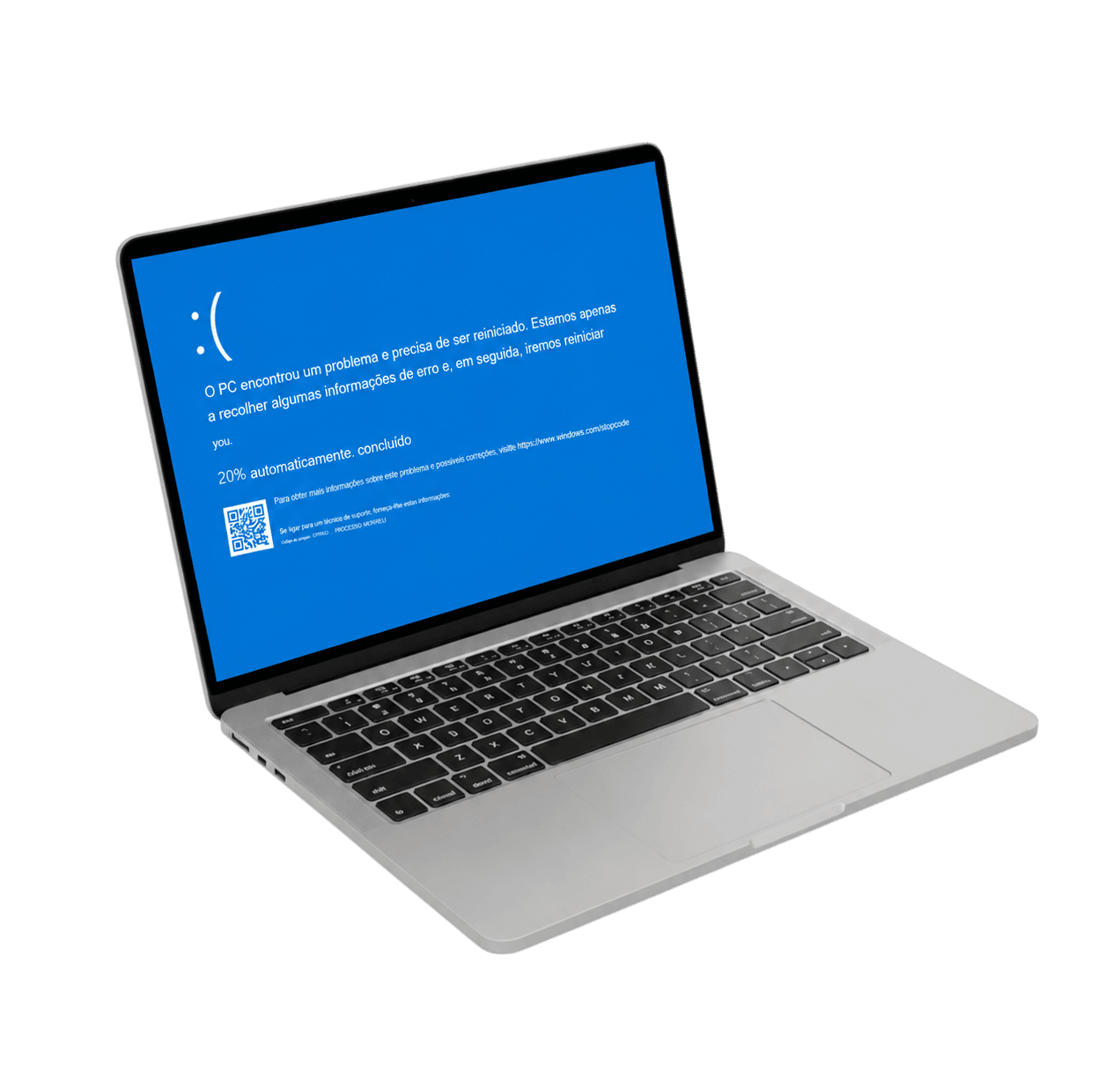 Notebook com tela azul antes do conserto